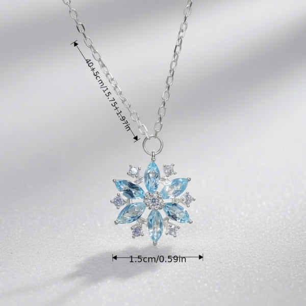 1pc Elegant Imitation Synthetic Zircon Snowflake Necklace