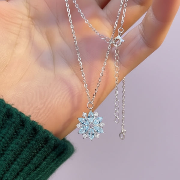 1pc Elegant Imitation Synthetic Zircon Snowflake Necklace