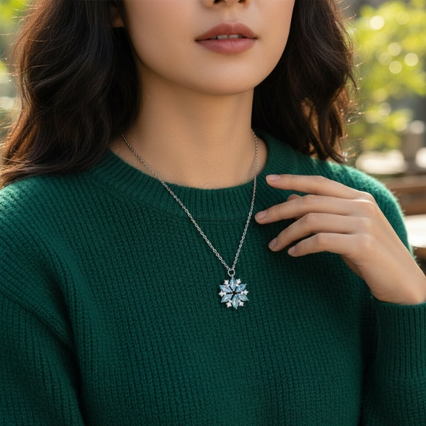 1pc Elegant Imitation Synthetic Zircon Snowflake Necklace